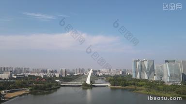 航拍<strong>河南</strong>郑州龙子湖大桥